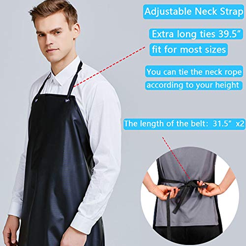 K Y KANGYUN 3 Pack Men's Black Waterproof Rubber Vinyl Work Apron- 43"x29" Heavy Duty Model,Best for Staying Dry When Dishwashing, Lab Work, Butcher, Dog Grooming, Cleaning Fish - color: Black-3 Pack