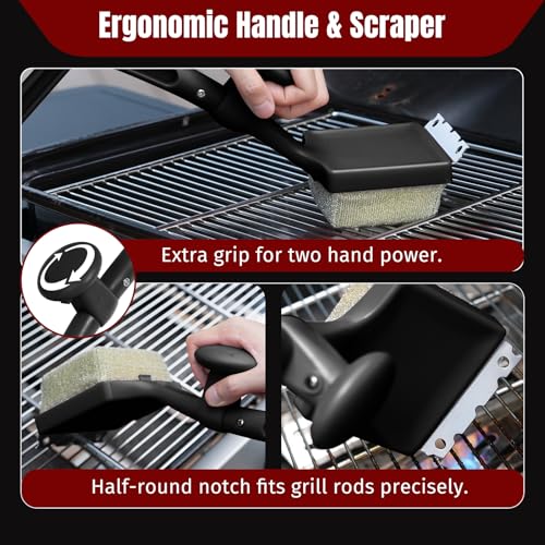 SHINESTAR Grill Brush for Outdoor Grill with 2 Replacement Heads, Black - color: Black Grill Brush & 2 Replacement Heads
