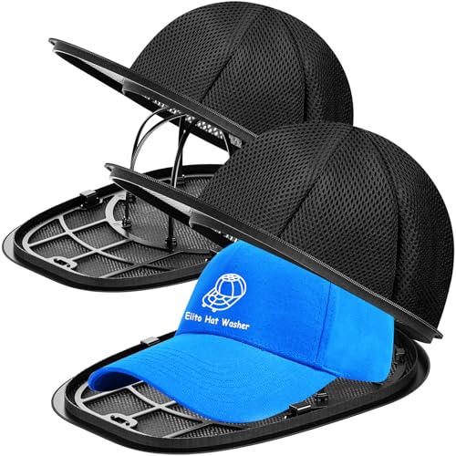 Eiito Hat Washer Cage, 2 Pack Black Ball Cap Washer for Adult & Kids - color: With Mesh Black 2 Pack