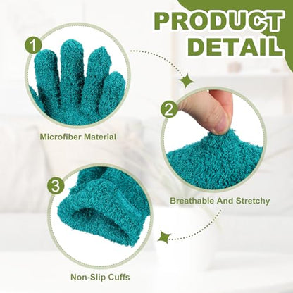 uxcell Microfiber Gloves, Reusable Washable Plant Dusting Gloves Cleaning Mittens for Auto Plants Household Kitchen - color: Malachite Green