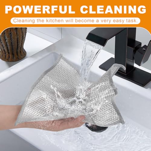 20 Pcs New Upgrade 3-Layer Metal Dish Cloth, 7.87x7.87 Inch Cleaning Cloth - color: Silvery 20 Pack