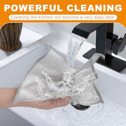 20 Pcs New Upgrade 3-Layer Metal Dish Cloth, 7.87x7.87 Inch Cleaning Cloth - color: Silvery 20 Pack