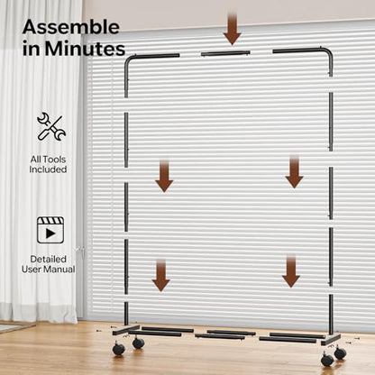 Simple Trending Clothing Rack, Portable Garment Rack, Clothes Rack, Black - color: Black, size: 14.75"D x 43.5"W x 54.25"H