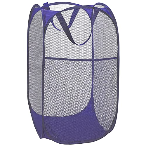 BATTOO Deluxe Strong Mesh Pop up Laundry Hamper Basket with Side Pocket Foldable Hamper for Laundry Room, Bathroom, Kids Room, College Dorm or Travel Royal Blue - color: Royal blue