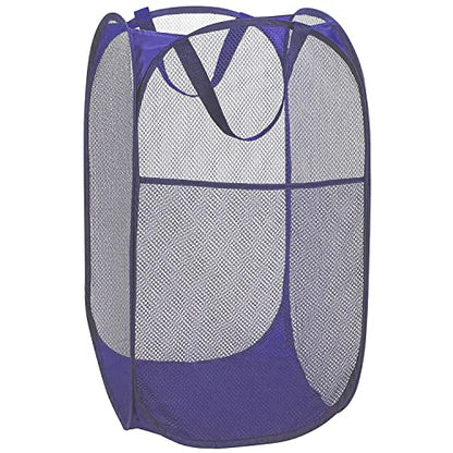 BATTOO Deluxe Strong Mesh Pop up Laundry Hamper Basket with Side Pocket Foldable Hamper for Laundry Room, Bathroom, Kids Room, College Dorm or Travel Royal Blue - color: Royal blue