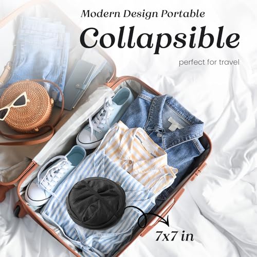 TECHMILLY Collapsible Mesh Pop Up Laundry Hamper with Sturdy Handles and Side Pocket - Portable Foldable Clothes Baskets for Dorm, Bathroom & Travel Storage (Grey) - color: Gray, size: 1 Pack