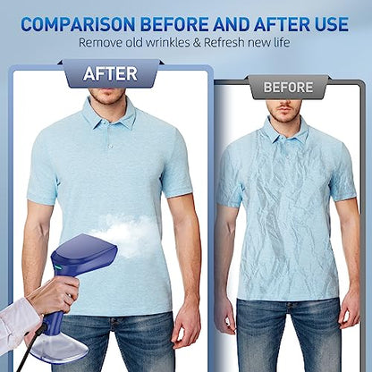 Steamer for Clothes - 1800W Powerful Steam, 2 Modes for Wet and Dry Ironing, 20-Second Fast Heat-up,Detachable Water Tank with Heat-Resistant Gloves -Removing Wrinkles.Only for 120V Countries.Blue