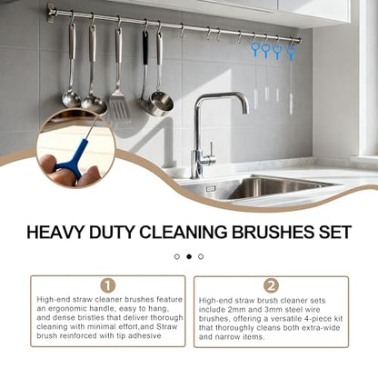 Straw Cleaner Brush Set Include 2 Size(12+10 Inch),Straw Brush Cleaner with 3mm Thick 304 Steel Wire,Straw Cleaning Brush for Baby Bottle,Stanley Straw Cleaner Brush for 20/30/40oz Stanley Cups.