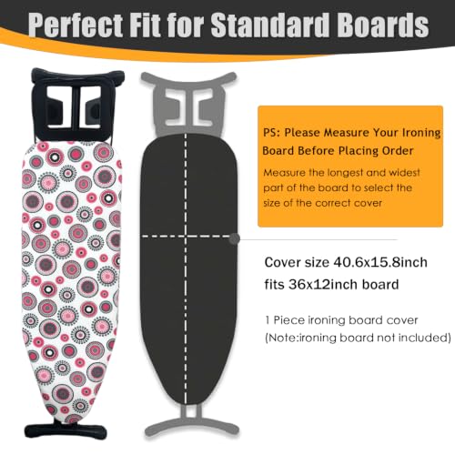 Ironing Board Cover and Pad,12x36In Sewn-in Thick Feltpads - color: 12x36in-red Circle