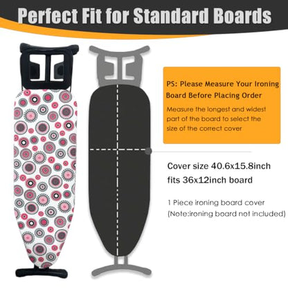 Ironing Board Cover and Pad,12x36In Sewn-in Thick Feltpads - color: 12x36in-red Circle