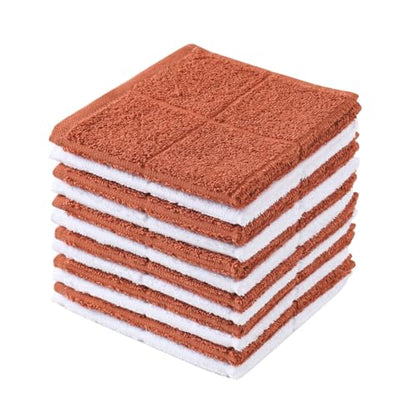 Glynniss Kitchen Dish Cloths for Washing Dishes, Rust White Terry Dish Rags - color: Rust White, size: 11x11 inches