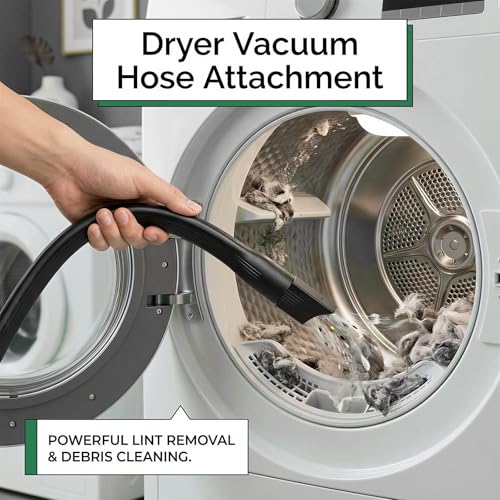 25" Flexible Vacuum Crevice Tool Attachment, Long Flat Slot Nozzle with Cleaning Brush Kit, Fits All 1-1/4" (32mm) & 1-3/8" (35mm) Vacuum Hoses, Ideal for Dryer Lint, Under Appliances,