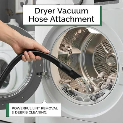 25" Flexible Vacuum Crevice Tool Attachment, Long Flat Slot Nozzle with Cleaning Brush Kit, Fits All 1-1/4" (32mm) & 1-3/8" (35mm) Vacuum Hoses, Ideal for Dryer Lint, Under Appliances,