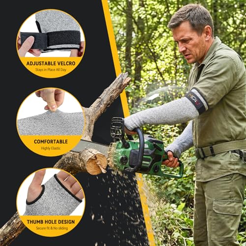 MIG4U Cut Resistant Sleeves Arm Guards Safety Protection with Thumb Holes for Men and Women Yard Work, Construction, Farm, Gardening, Adjustable fit 1pair 20" grey - color: Grey, size: X-Large
