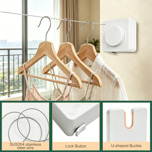 Retractable Clothesline Indoor Outdoor-Square White - size: Square-White
