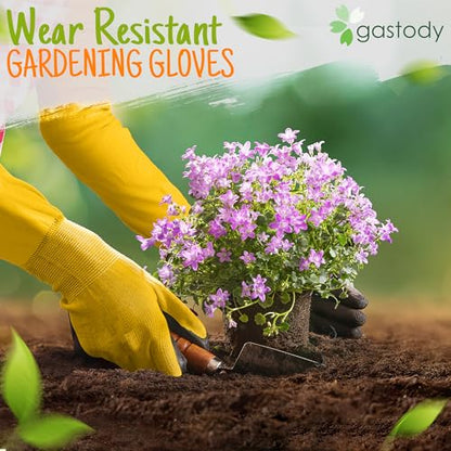 Long Sleeve Gardening Gloves for Women & Men, Long Cuff Garden Gloves - color: Black and Yellow, size: Large