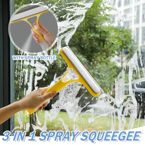 3 in 1 Spray Squeegee, Window Squeegee with Sprayer, Spray WindowSqueegee Cleaner with Spray Bottle for Car, Home, Kitchen Windows - color: White