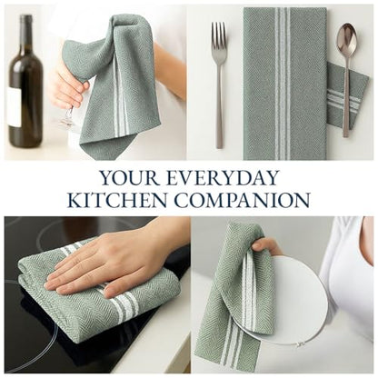 LANE LINEN 100% Cotton Dish Towels Absorbent Lint-Free 12 Pack - color: 03: Olive, size: 12 Pack