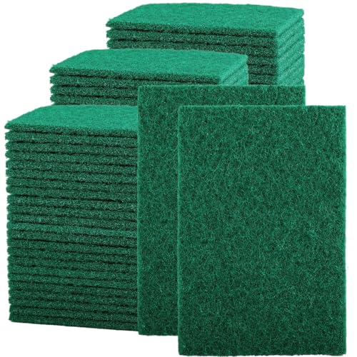 100 Pcs Scouring Pads, Dish Scrubber Scouring Pads, Green, 3x4in