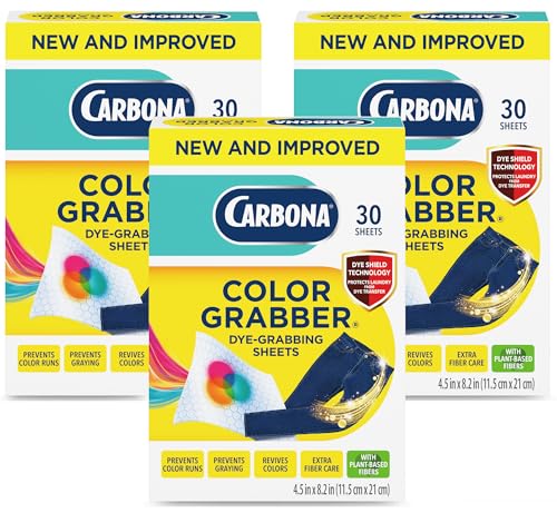 Carbona Color Grabber (30 Sheets), Prevents Color Runs & Dye Transfer in Mixed Loads, Helps Prevent Graying, Revives Colors, Plant-Based Fibers | 3 Pack - size: 30 Count (Pack of 3)