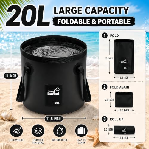 5 Gallon 3 Pack Collapsible Bucket,Black - color: Black, size: 5 Gallon