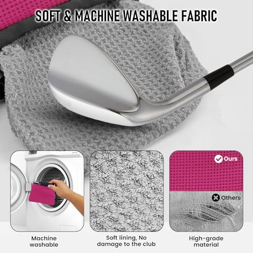 Waterproof Golf Club Cleaner Bag and Golf Ball Washer with Clip, Plum - color: Plum