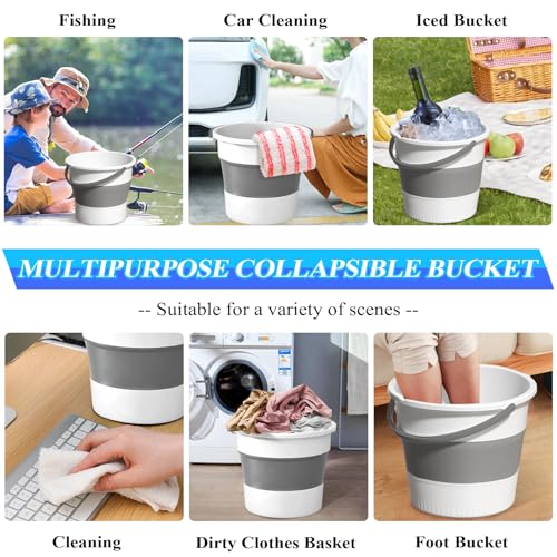 Collapsible Bucket 4.5 Gallon/17L Large Capacity Foldable Cleaning Buckets - color: Large White