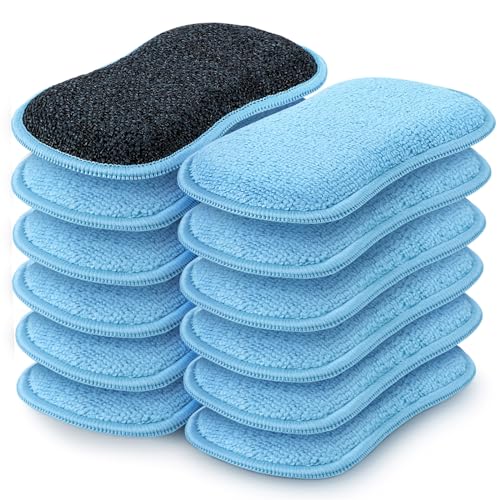 HOMEXCEL Dish Sponge 12 PK, Microfiber Kitchen Sponges for Cleaning, Blue - color: Blue
