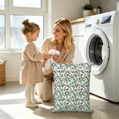 Eucalyptus Leaves Travel Laundry Bag Washable Dirty Clothes Bag for Gym - color: Eucalyptus Leaves