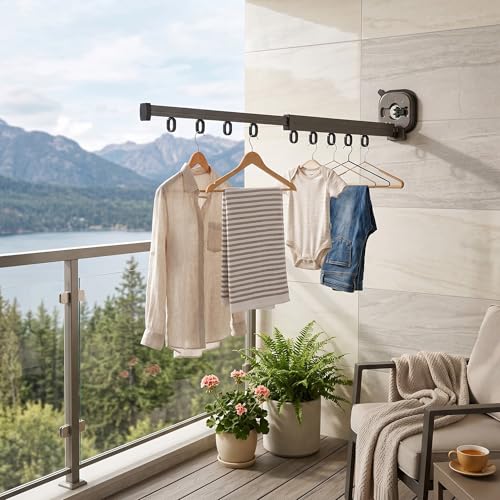 Wall Mount Folding Clothes Drying Rack, Strong Suction Cups