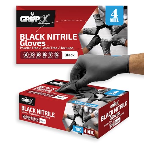 London Labs Black Nitrile Gloves Disposable Latex Free & Powder Free, 4 Mil Rubber Glove, Cleaning, Cooking, Mechanic(XS-XXL) - color: 200 Count, size: Small