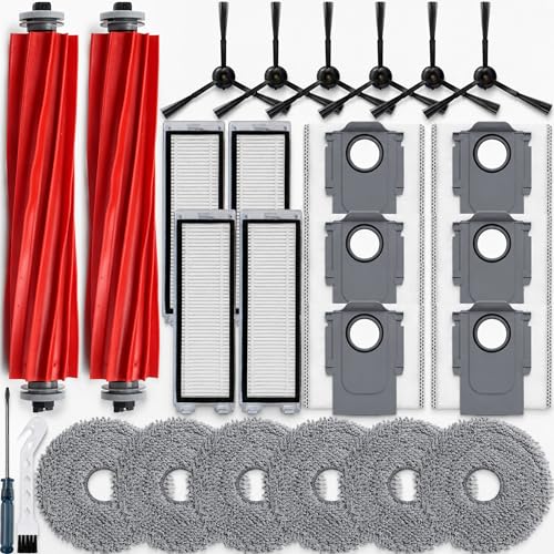 26Pcs Replacement Parts for Roborock Qrevo【Not for Qrevo S/Qrevo Pro/Qrevo Plus】Qrevo Vacuum Cleaner Accessories Kit,2 Main Brush 4 Hepa Filters 6 Mop Pads 6 Side Brush 6 Vacuum Bags - size: 26Pcs for Qrevo Parts