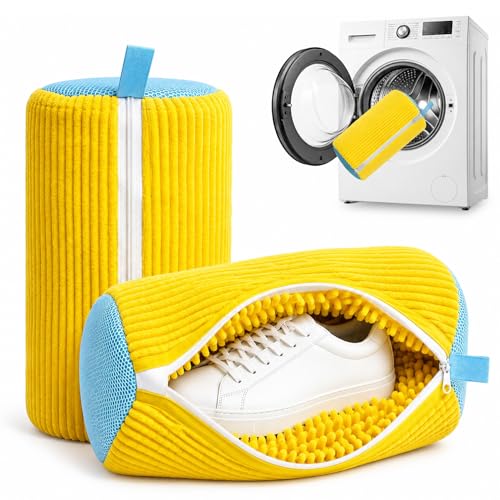 Shoe Washing Machine Bag Laundry Shoe Bag for Washer and Dryer Reusable 2pc Shoe Cleaning Bags for Sneakers 360° Deep Cleaning Machine for All Shoes Types With Self-locking Zipper
