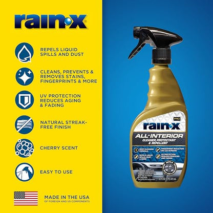 Rain-X 620232SRP All-Interior Cleaner Protectant & Repellent for Car Interiors, Cleans + Repels Liquid Spills & Dust without Residue, Cherry Scent 16 Fl Oz. - style: All-Interior Cleaner