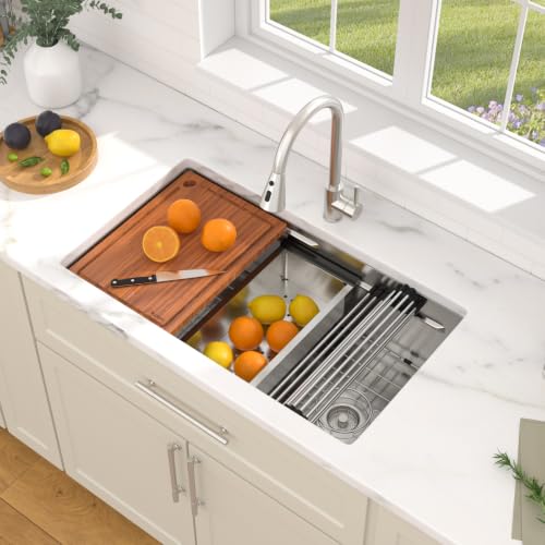 Dcolora 33"x19" Undermount Stainless Steel Kitchen Sink Workstation - color: Stainless Steel, size: 33"x19"