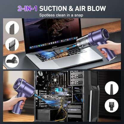 KMM Handheld Car Vacuum Cleaner, Hand Held Vacuum Cleaner & Air Duster - color: Purple Silver