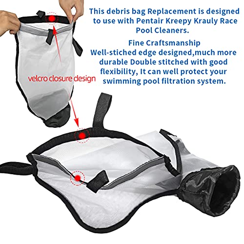 360240 Racer Pool Cleaner Debris Bag Kit/with Hook & Loop Fastener, for Pentair Automatic Pool Cleaner Replacement Parts 360228 & LS 360330 Pool Cleaner Pentair Rover Vacuum Bag (2 Pack)