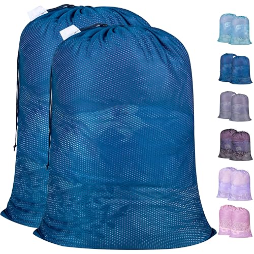 Polecasa 2 Pack Heavy Duty Diamond Mesh Laundry Bag, 24x36", Blue - color: Blue, size: 24"x36" | 2 Pack