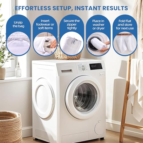 Shoe Washing Machine Bag 2pcs, White - Reusable Shoe Laundry Bags for Washer & Dryer, 360 Deep Clean for Sneakers, Tennis Shoes, Slippers, Durable, Quiet Operation, Protects Shoes, Versatile Use - color: White