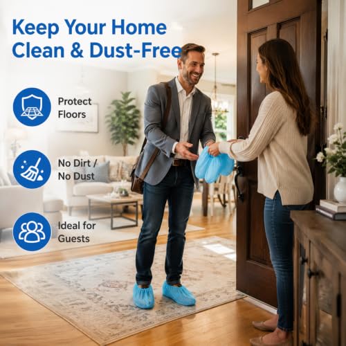 Disposable Boot Covers Non Slip Clean Home Shoe Covers - color: Blue, size: Large