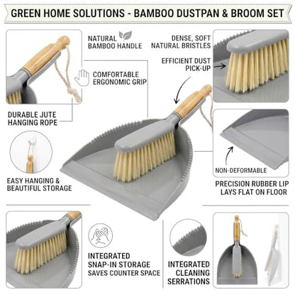 Dustpan and Brush Set -Small Broom Dustpan Set, Hand Broom and Dust Pan for Pet, Car, Dorm, Comping (Gray) - color: Gray