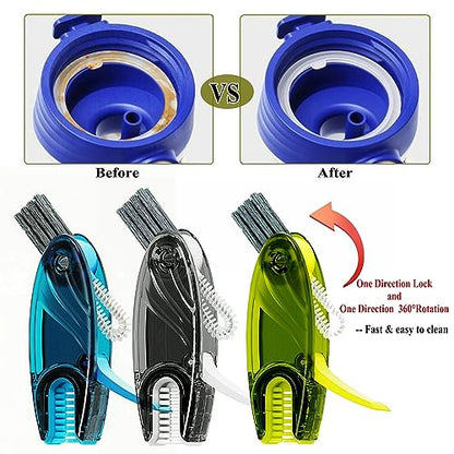 4 in 1 Cup Lid Cleaning Brush Set Multifunctional Bottle Brush Cleaner Tiny Bottle Cup Lid Brush Straw Cleaner Tools Mini Silicone Bottle Cup-Holder Cleaner with Hook Remover Blue Green Grey - style: GreenGreyBlue 3pcs 4in1