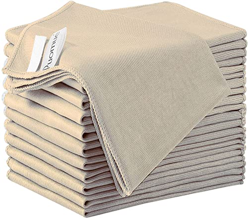 Puomue 12 Pack Microfiber Glass Cleaning Cloth, 12 Inch x 16 Inch, Lint Free Quickly Clean Windows, Mirrors, Glasses, Phone Screens, Camera Lenses, Camel - color: Camel