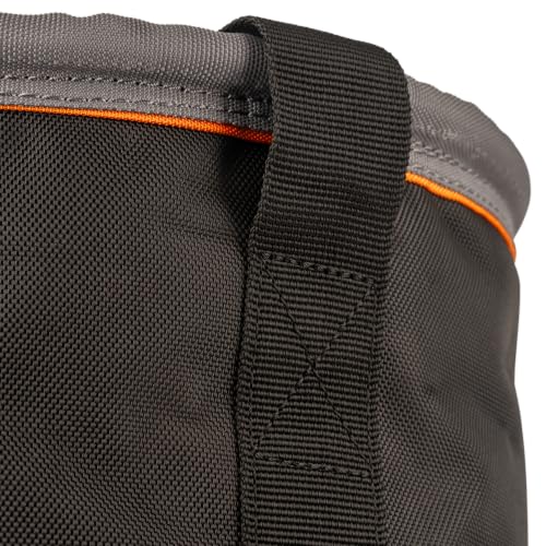 Klein Tools BC535 Straight Bucket, 17-Inch Utility Bucket, 200-Pound Load, 1680D Nylon, Drain Holes, Reinforced Straps, Hi-Vis Orange Interior - size: Nylon, 200-Pound Load