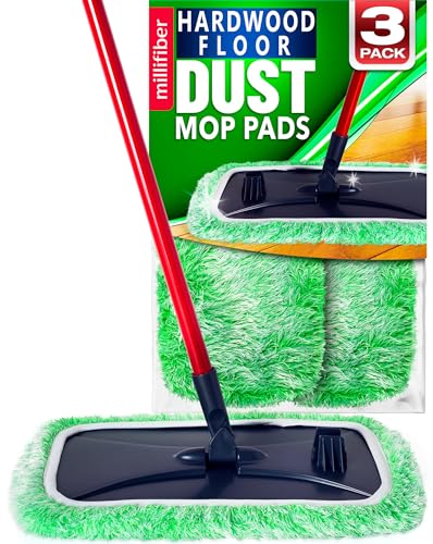 Millifiber Floor Duster Refills 15x8 Inches, 3-Pack (Mop Not Included) - color: Dry Duster (Green), size: 3 Count (Pack of 1)