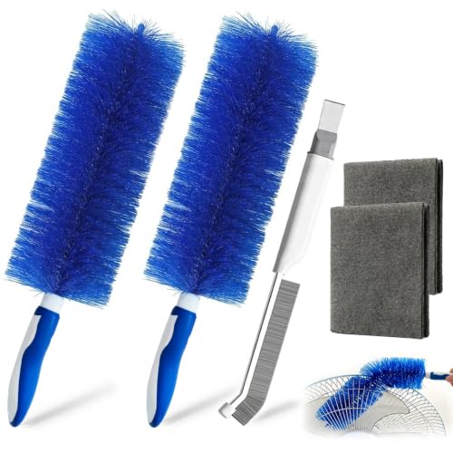 Fan Cleaning Brush Kit - Bendable Microfiber Head Reusable Dust Remover, Aquanexis 90 Flexible Ceiling & Fan Dust Magnet for Electric Fans Air Conditioning Home, Bonus 2 Magic Cloths Gap Brush (2)
