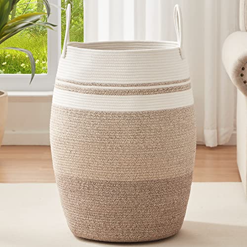 OIAHOMY 105L Laundry Hamper Woven Cotton Rope Large Clothes Hamper Yellow - color: Gradient Yellow