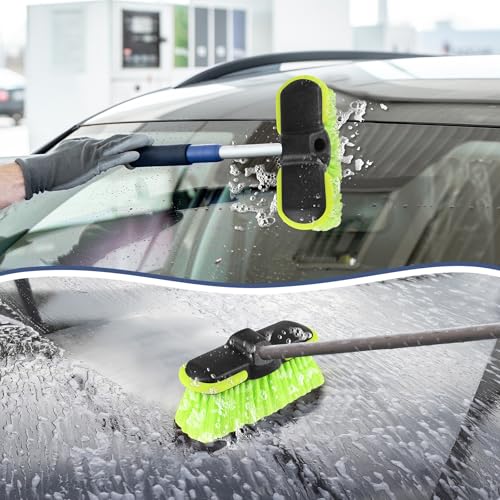 Car Wash Brush Head 8", Scrub Brush Attachment for Extension Pole, Outdoor Cleaning Tool for Window, Wall, Floor, Deck, Patio - size: 1 Pack