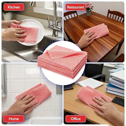 60Pack Disposable Dish Cloths for Kitchen,13.8x15.7 Cleaning Wipes - color: Red