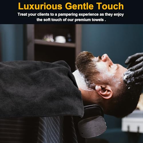 UNIMADE Salon Towels 2 Pack, Microfiber Hair-Drying Cloth Barber Towels - color: Black, size: 2PK